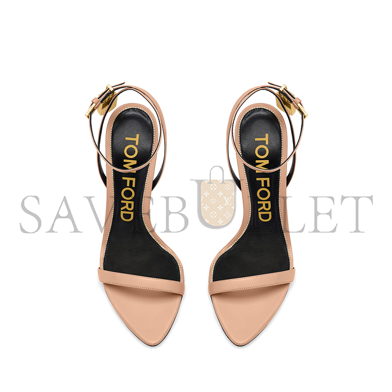 TOM FORD SHINY LEATHER PADLOCK POINTY NAKED SANDAL W2272